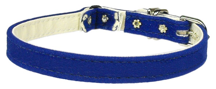 Velvet 3/8" Plain Cat Collar w/ Band Blue 10